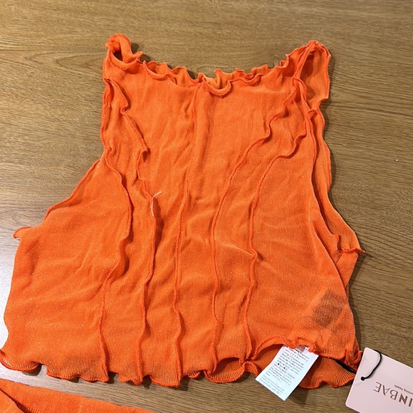 Orange Ripple Wave top and skirt set - Picture 3 of 7